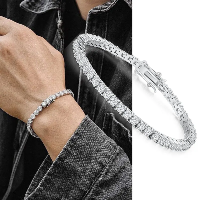 Роскошный Теннисный браслет для мужчин 3/4/5/6 мм хип-хоп с цирконом Мужская цепочка