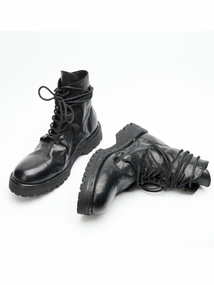 Ботинки мужские из натуральной кожи с круглым носком на шнуровке
