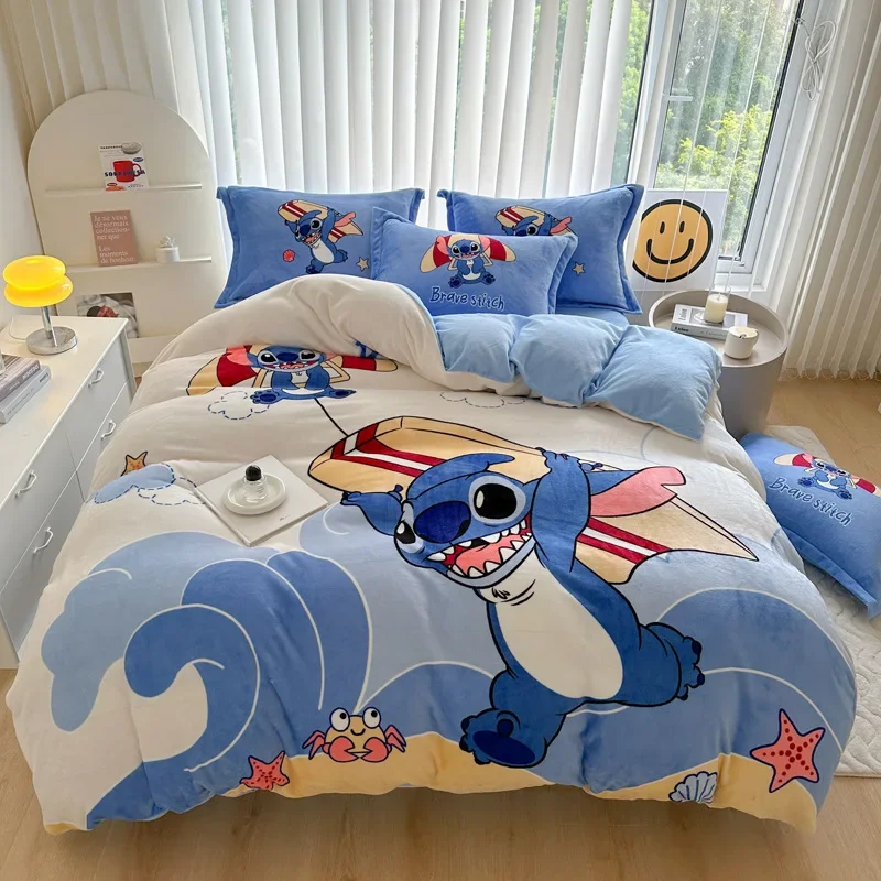 Комплект постельного белья из 4 предметов фланелевый зимний комплект с рисунком