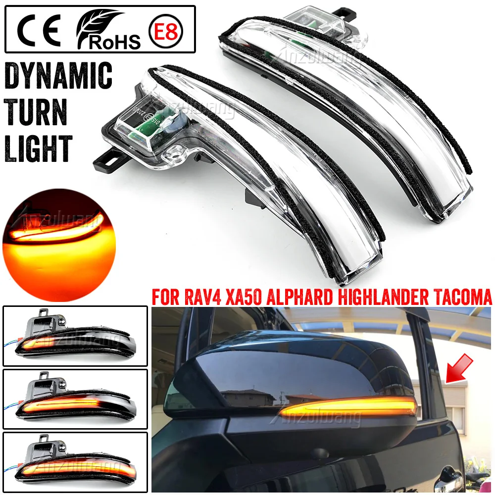 Фото Подходит для Toyota RAV4 XA50 2019-2020, подходит для Toyota Highlander XU70 2020, 2 шт. светодиодных динамических указателей поворота в боковые зеркала №3