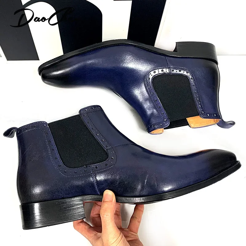 Роскошные Брендовые мужские ботильоны слипоны ботинки челси повседневная