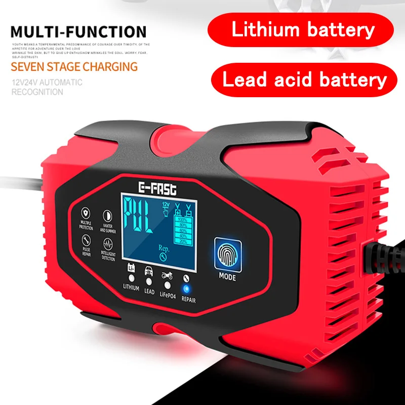 

12V 24V Full Automatic Car Battery Charger Battery Charger Power Puls Repair Chargers Gel AGM Lithium LiFePo4 Lead Acid Battery