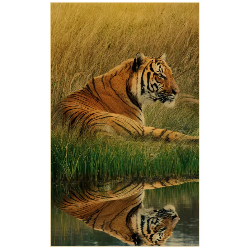 Домашний декор Ретро плакат дикого тигра новый год Тигра 2022 фэн-шуй Настенный