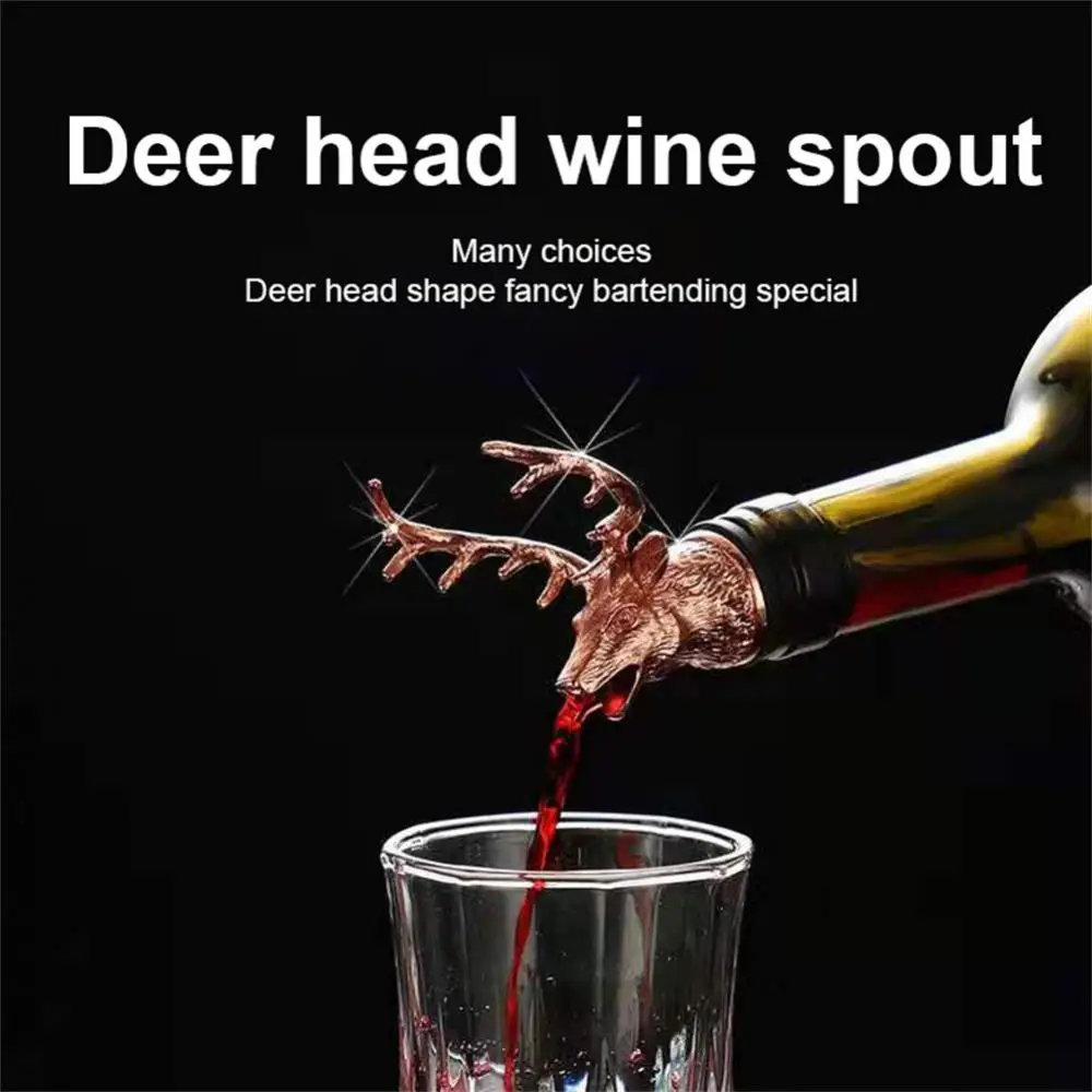 

Creative Wine Mouth Deer Head Elephant Lion Buffalo Animal Head Wine Pourer Stainless Steel Wine Guide Bar Tools