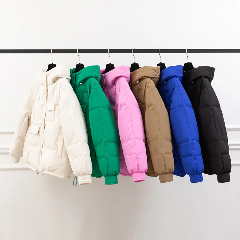 Women's Winter Jackes 2022 New Down Cotton Padded Coat Short Hooded Loose Fashion Versatile Thick Coat