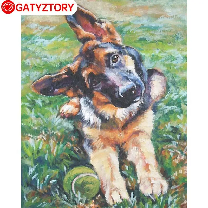 

GATYZTORY Dog Acrylic Paint By Number For Adults Painting Kits Canvas Drawing 60x75cm Diy Coloring By Numbers Art Gift Home Deco