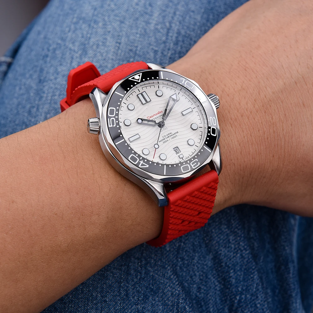 Breathable Fluoro Rubber Straps 18mm 20mm 22mm Dustproof Quick Release FKM Watch Bands For Men's Diving Watches Accessories