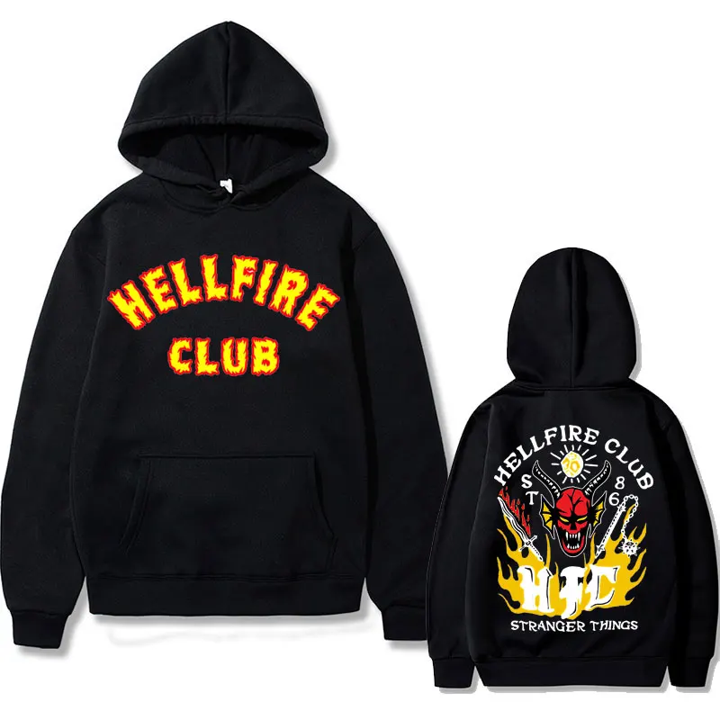 

Stranger Things Season 4 Hellfire Club Graphic Print Hoodie Men Women Harajuku Hawkins Sweatshirt Mens Oversized Black Hoodies