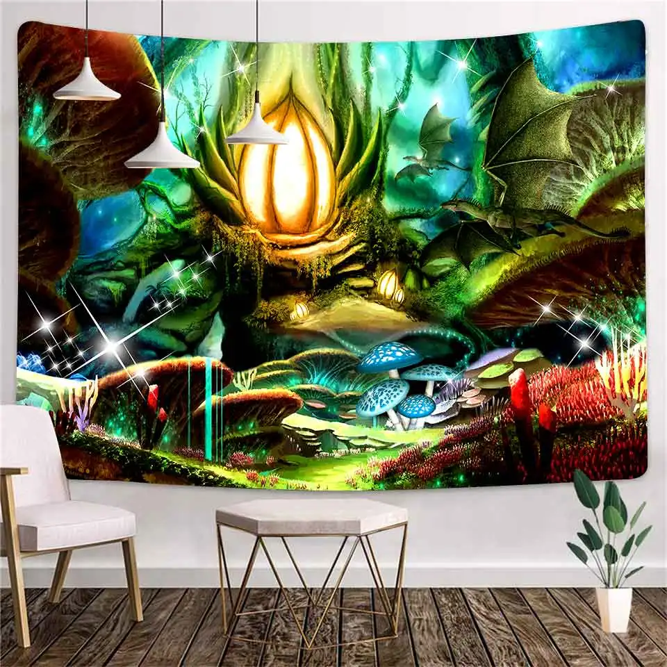 

Psychedelic Mushroom Tapestry Wall Hanging Hippie Boho Cute Room Decoration Magic Tapestries Art Home Decor