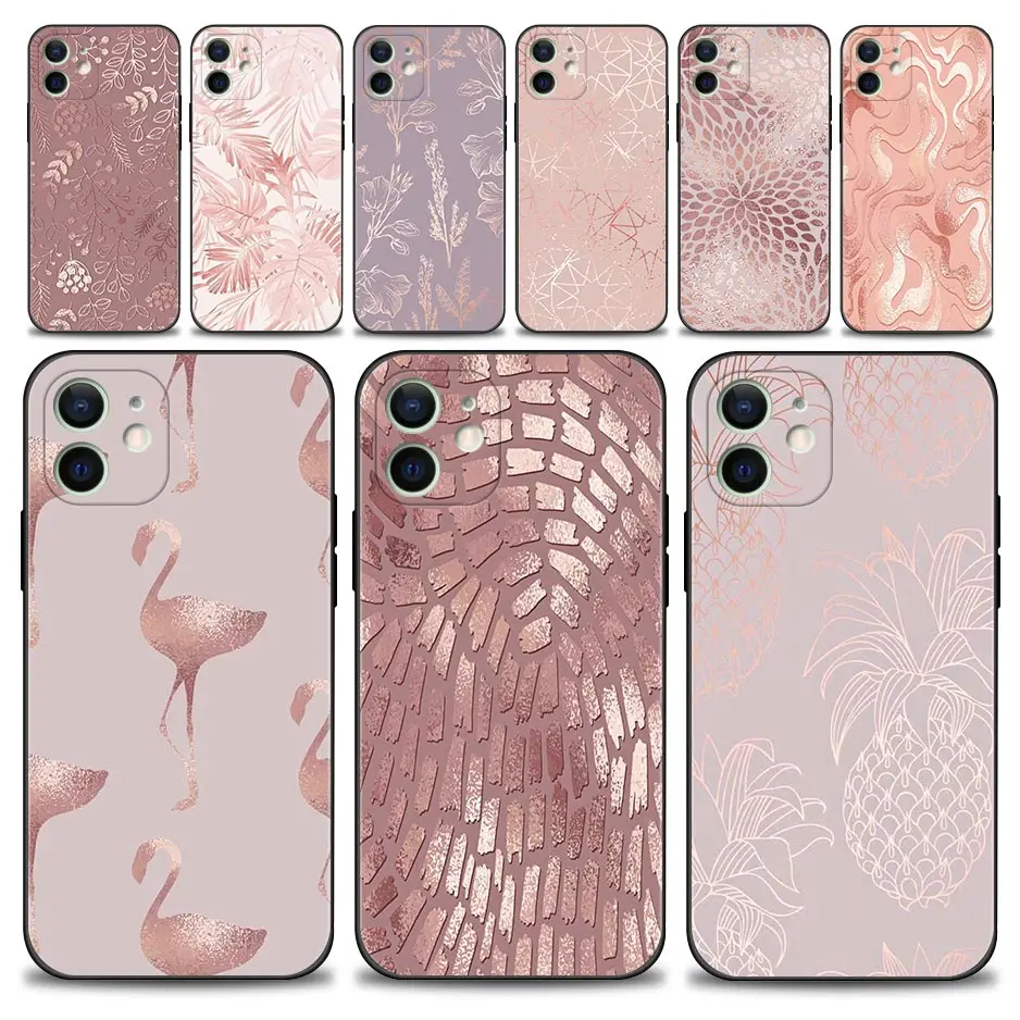 Phone Case For Apple iPhone 13 12 11 Pro Max 13Mini XS Max XR X 7 8 6
6S Plus SE2022 Shell Fundas Beauty Pink Gold Star Pattern