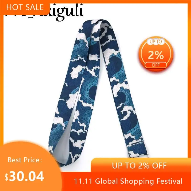 

30pcs Hokusai Waves Vintage anime movie Neck Strap Lanyards ID badge card holder keychain Mobile Phone Strap Gift webbing
