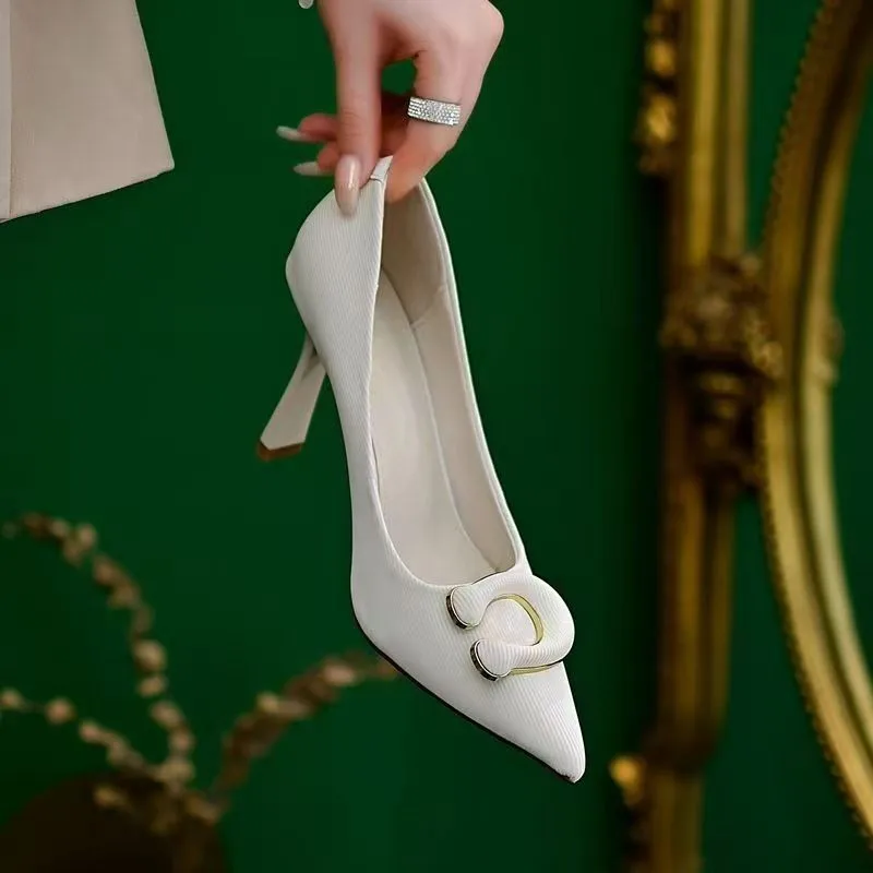 Камелия белые атласные туфли на высоком каблуке женские новые в стиле ретро