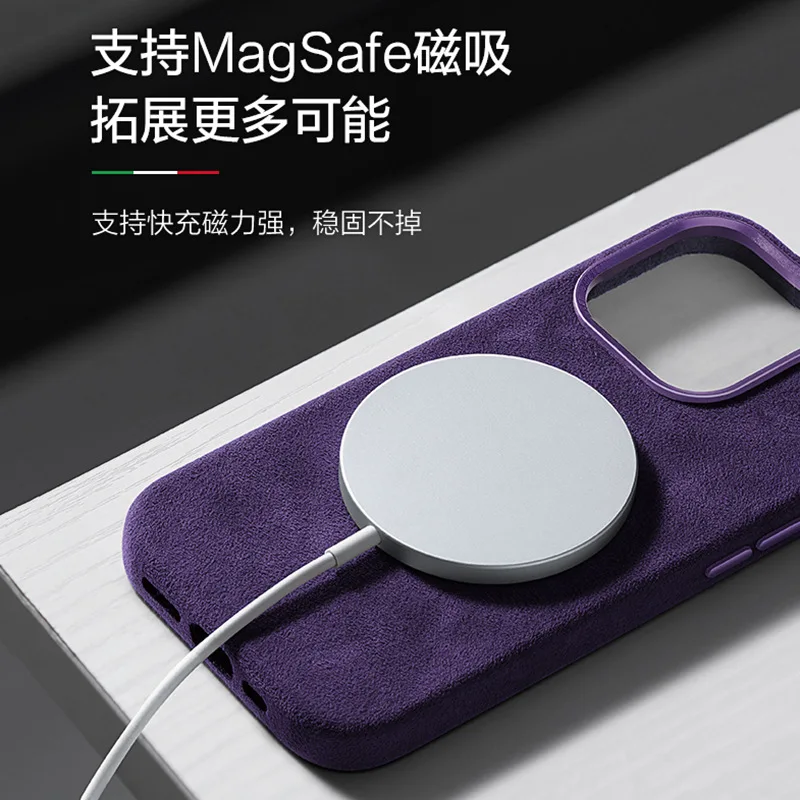 

Italy Genuine Leather Magnetic Case For iPhone 14 13 12 Pro Max Magsafe Wireless Charging Phone Cover for 14pro 13pro Max Funda