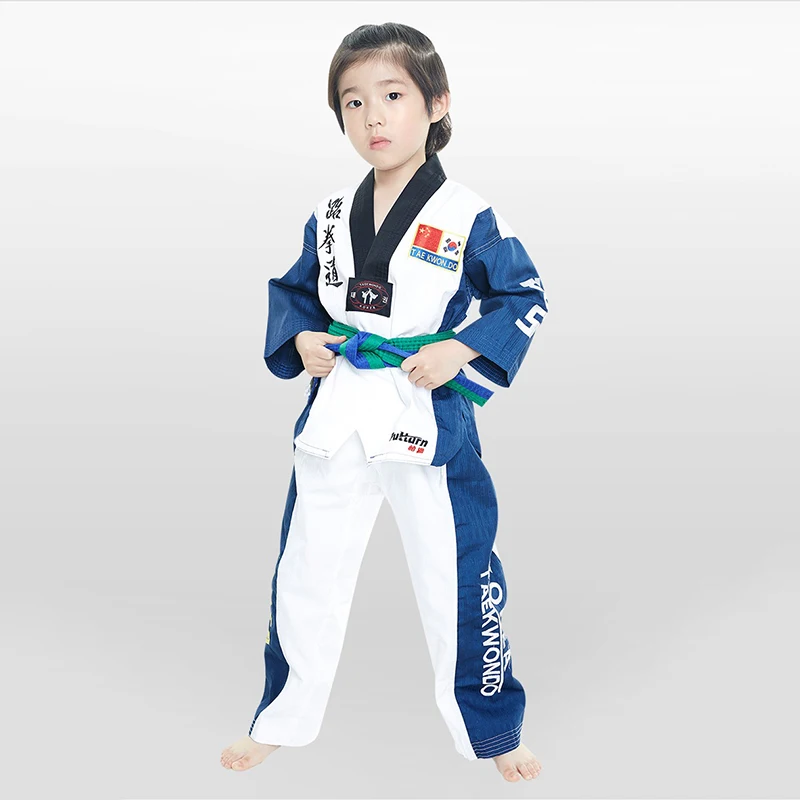 Детское боевое искусство TKD Tae Kwon Do Korea V-образный вырез тхэквондо Dobok для карпов и