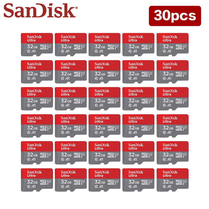 SanDisk 32GB 64GB Micro SD Card 30 Pieces Original Memory Card A1 Flash Card Up to 98MB/s Ultra Class 10 TF Card