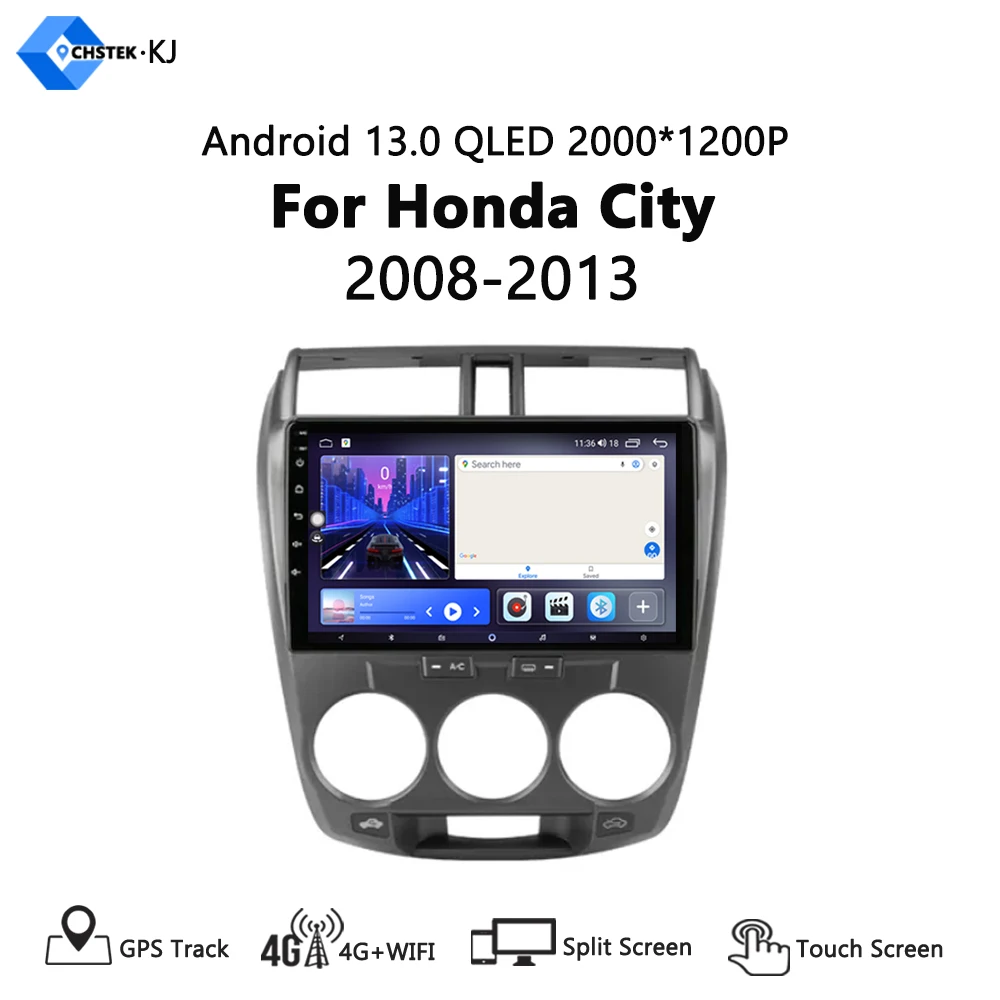 

Android 13 для Honda City 2008 2010 -2013 автомобильное радио, стерео, авто аудио, GPS, мультимедийный плеер, навигация, Wi-Fi, 4G Carplay BT, 2 Din