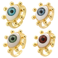 turkish evil blue eye ring for women boho gold goth rings men enamel copper adjustable open rings fashion jewelry 2022