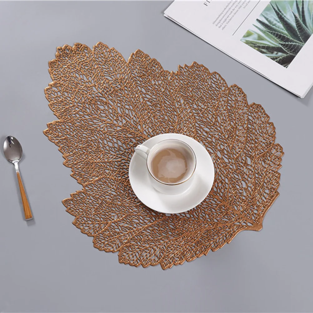 

4PCS Hollow Maple Leaf Placemats Anti-slip Table Mats Tableware Pad Coaster (Assorted Color)