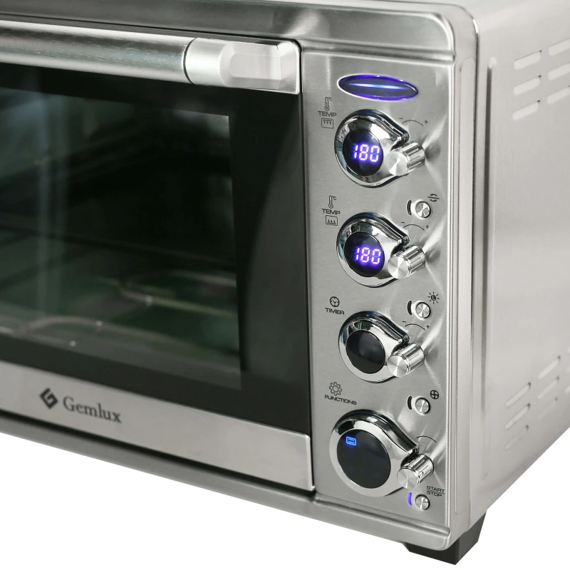 Мини печь GEMLUX GL OR 1538LUX (мощность 1800 Вт объем 38 л электронное управление корпус из нержавеющей стали)|Духовки| |