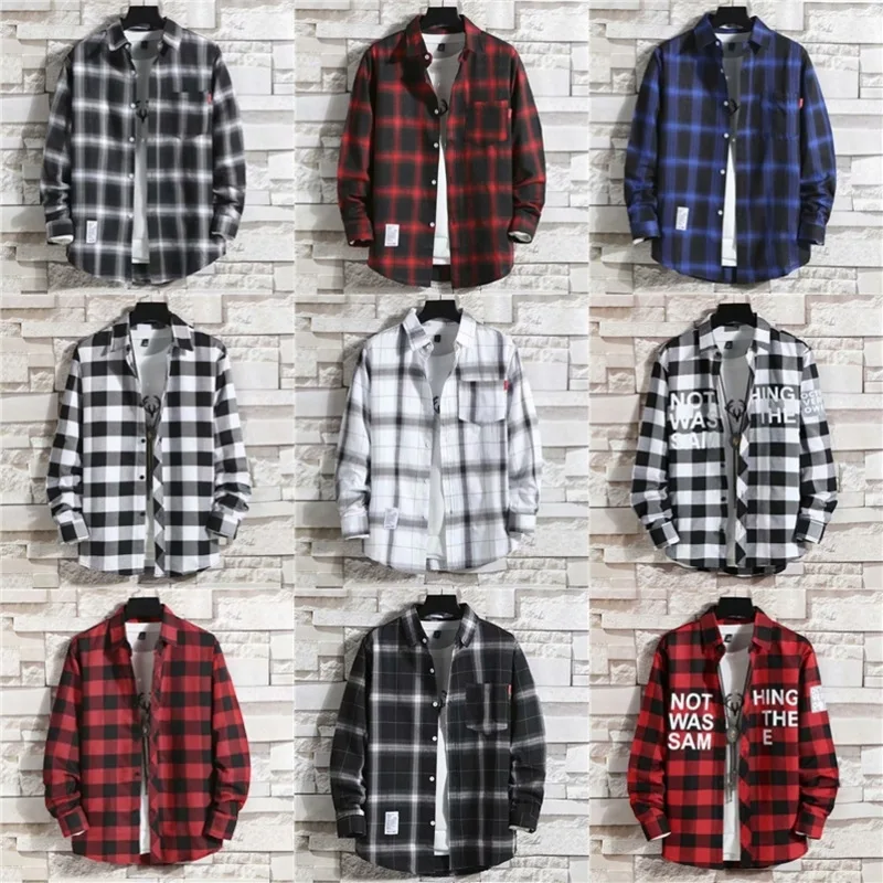 

2022 Seasons New Plaid Shirt Men New Male Casual Long Sleeve Shirt High Quality Man Clothes 5XL Oversized Shirt 100kg Wearable