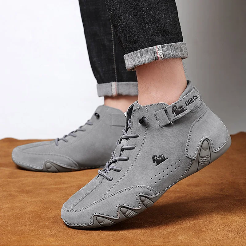 

Leather Casual Sneakers for Men Motorcycle Shoes 2023 New In Waterproof High Top Men Boors Luxury Dress Loafers Shoes Footwear