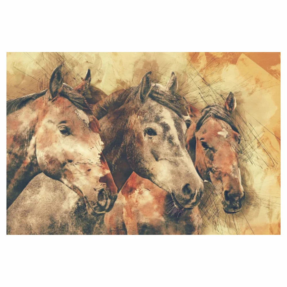 

5D Three Horses Head Animal Diamond Painting Square/Round Rhinestone Hobby Crafts Mosaic Handmade Gifts Cross Stitch Home Decor