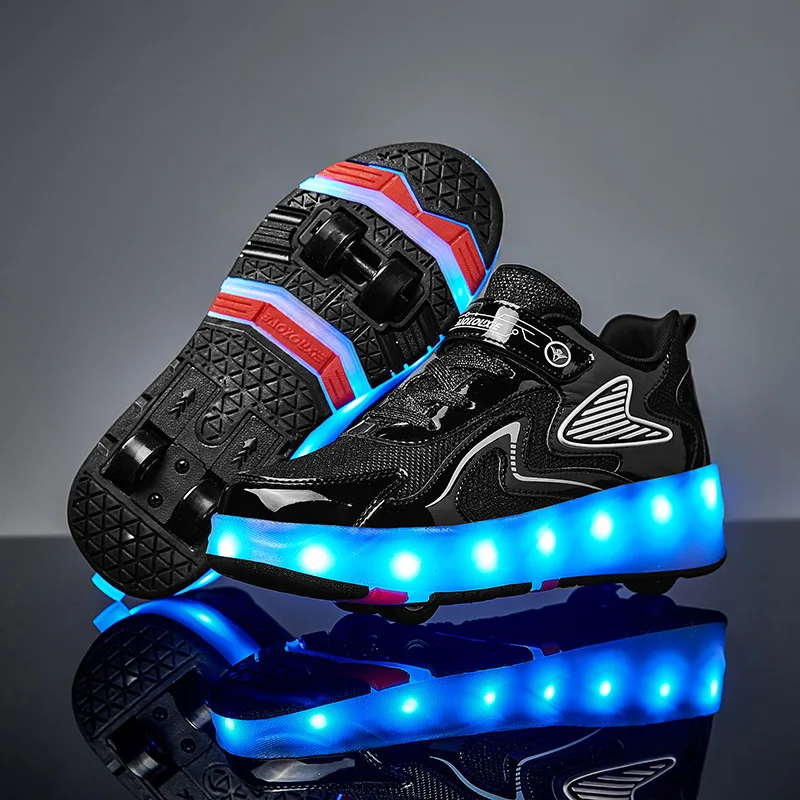 

Детские и Взрослые роликовые коньки обувь с 4 колесами Автоматическая невидимая обувь для катания на коньках дышащая Уличная обувь