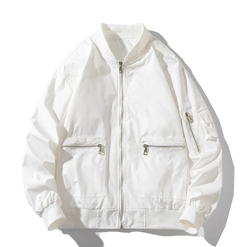 

Men Hip Hop Bomber Jacket Fashion Solid Jacket Men Women Basketball Japanese Jacket Streetwear Coat Couple Clothing Youth Spring