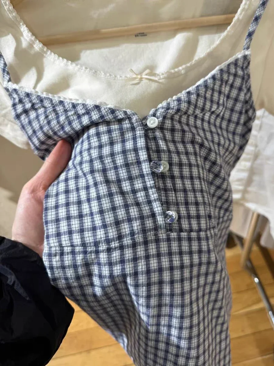 Майка женская клетчатая с V-образным вырезом винтажная Облегающая рубашка на