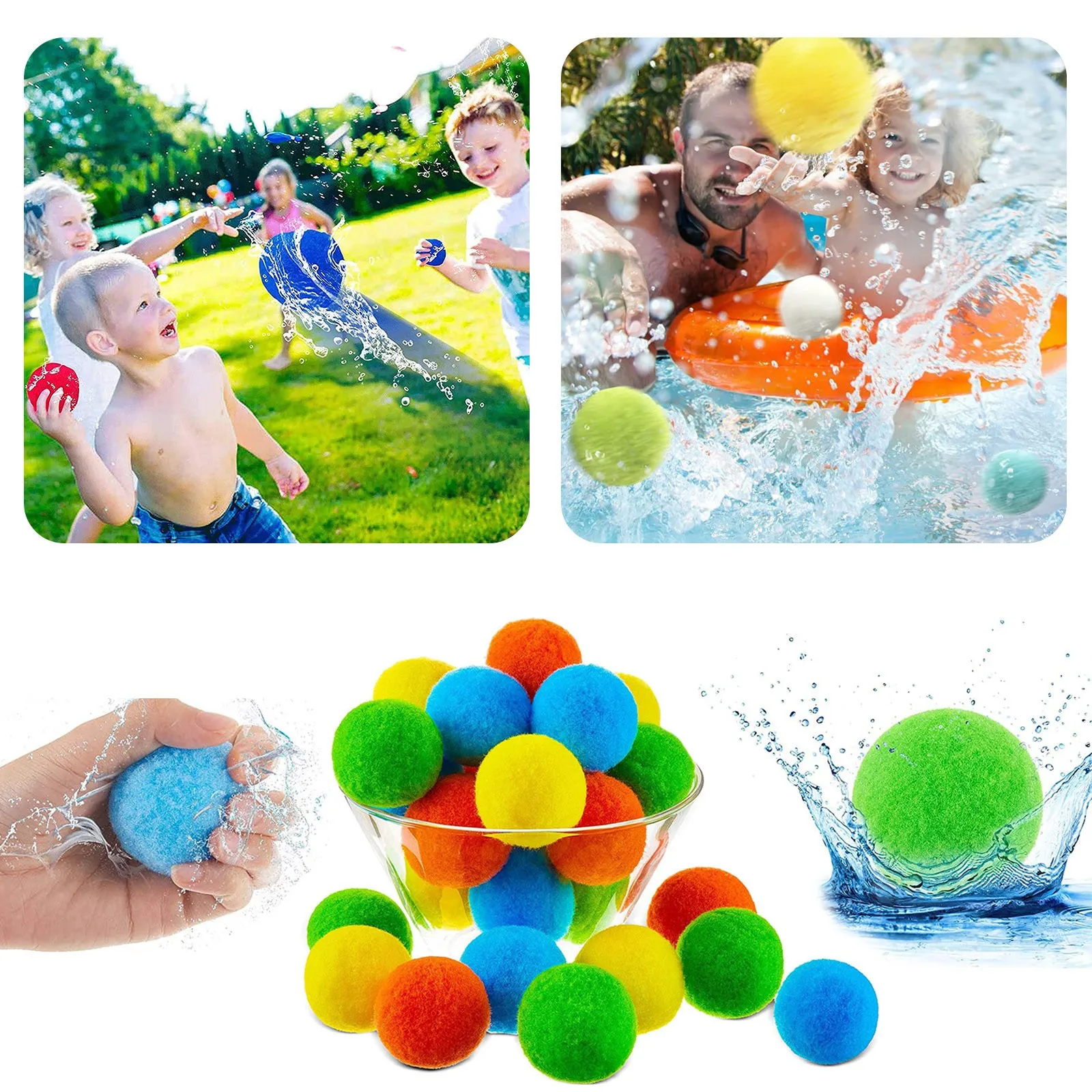 

Water Balls Water Toys Beach Balls Absorbent Cotton Balls Cotton Soaker Bomb Balls Water Bouncing Balls Pool Beach Partys #50