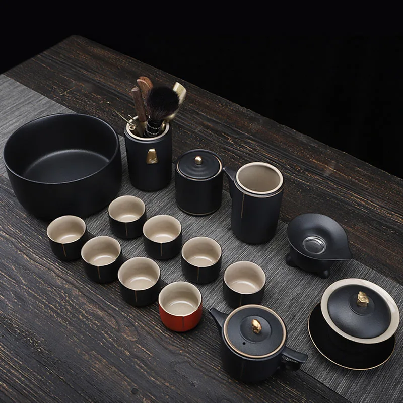 Черный современный чайный сервиз Kungfu инфузер традиционная китайская кружка