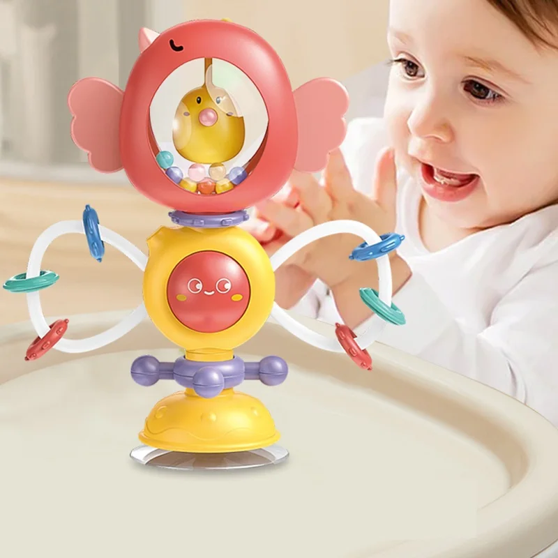 

Baby Spin Rattles Toys Educational Teething Rattle Toys Shaker Activity Table High Chair Suction Cup Toys Infant Appease Toys