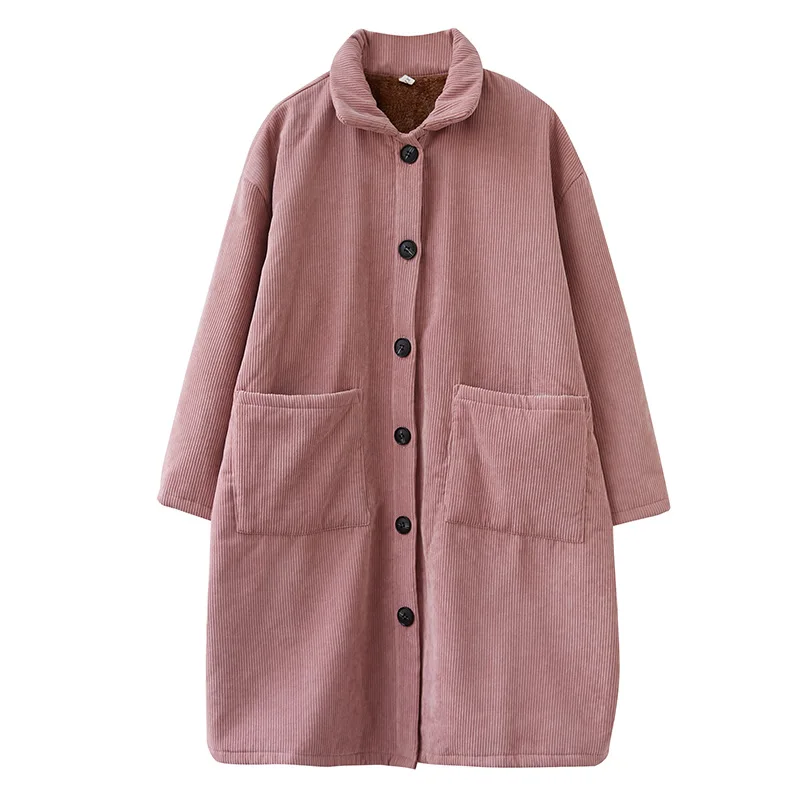 Corduroy Winter Coat Women Puffer Jacket Winter New Korean Style Long Ladies Over-the-knee Cotton Padded Jacket Keep Warm
