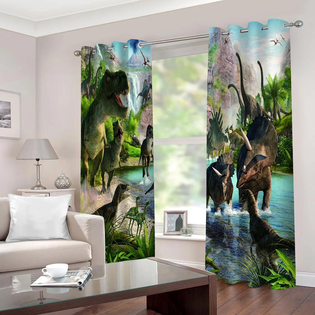 Customized Living Room Curtains Animal Dinosaur Children'S Modern 2 Panel Bedroom Balcony Den Kids Decor