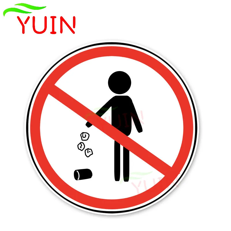 

Warning Sign Decal Don't Throw Rubbish Away Car Sticker Fashion Decoration Auto Accessories Waterproof Sunscreen Decals 13*13cm