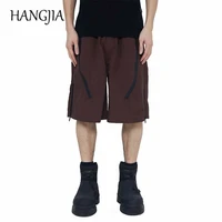 side incline zipper function cargo shorts for mens urban streetwear hip hop oversized sweat shorts waterproof women joggers 2022