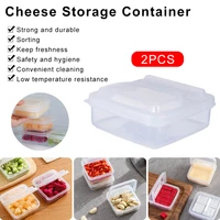 2pcs butter cheese storage box portable refrigerator fruit vegetable fresh keeping organizer box transparent cheese container