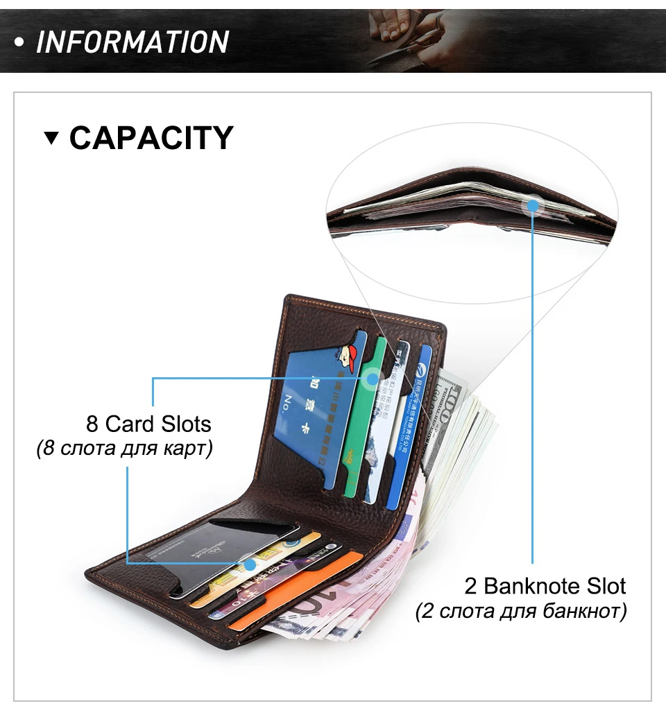 Crazy Horse Genuine Leather Wallet Vertical Ultra-Thin Card Holder Business Card Bag short Wallet