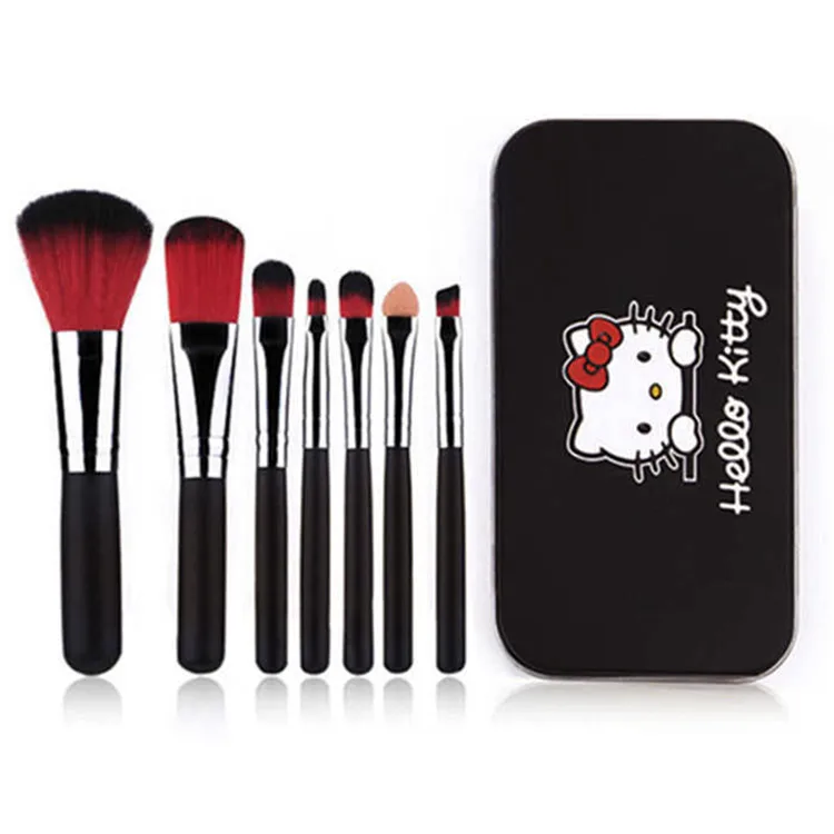 

Kawaii Hellokitty Kuromi Sanrio Makeup Brush Set 7 Makeup Brushes Cartoon Makeup Brush Iron Box Pu Bag 7 Makeup Tool Brushes