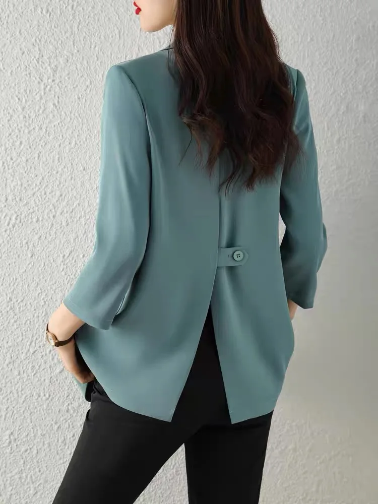 

Spring And Autumn Women's Long Suit Jacket Women's Solid Color Single-breasted Suit Jacket Office Ladies Slim Casual Jacket