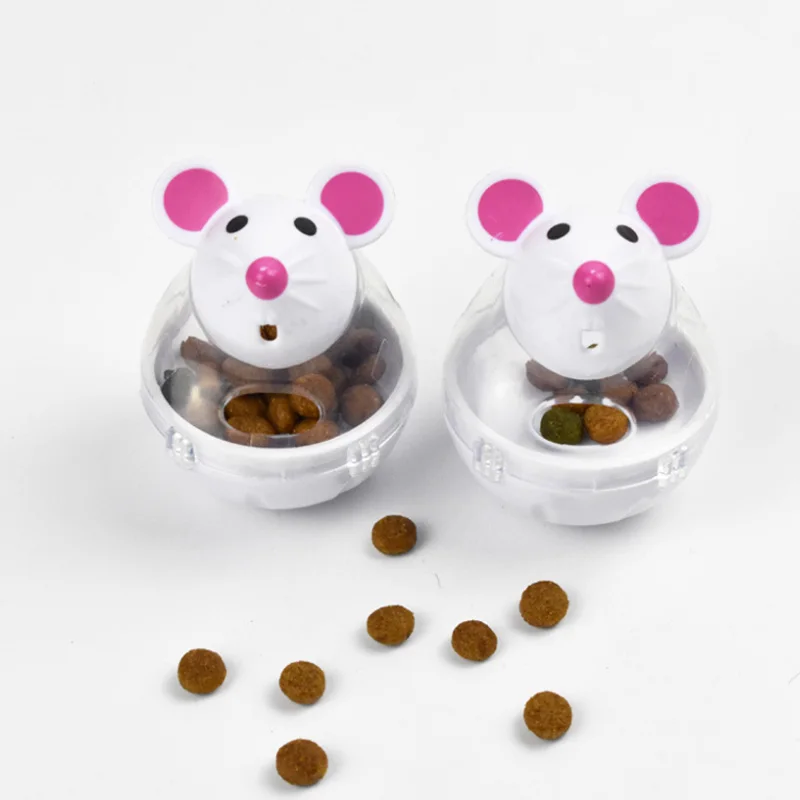 

Pet Toy Food Leakage Tumbler Feeder Treat Ball Cute Little Mouse Toys Interactive Toy for Cat Food Slow Feeding Supplies 2023