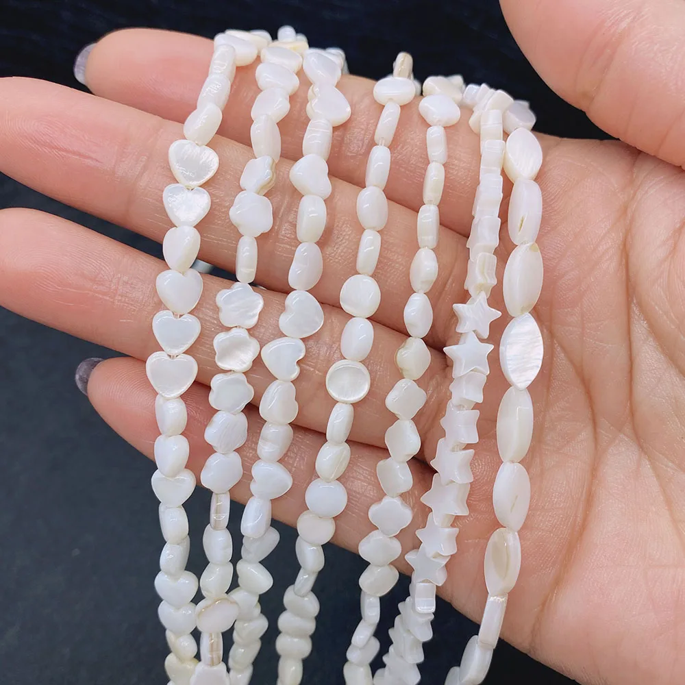 

Freshwater Shell Necklace Earrings Accessories Natural Mother Beads Stars Round Love Flat Loose Spaced Beads Making DIY Charm