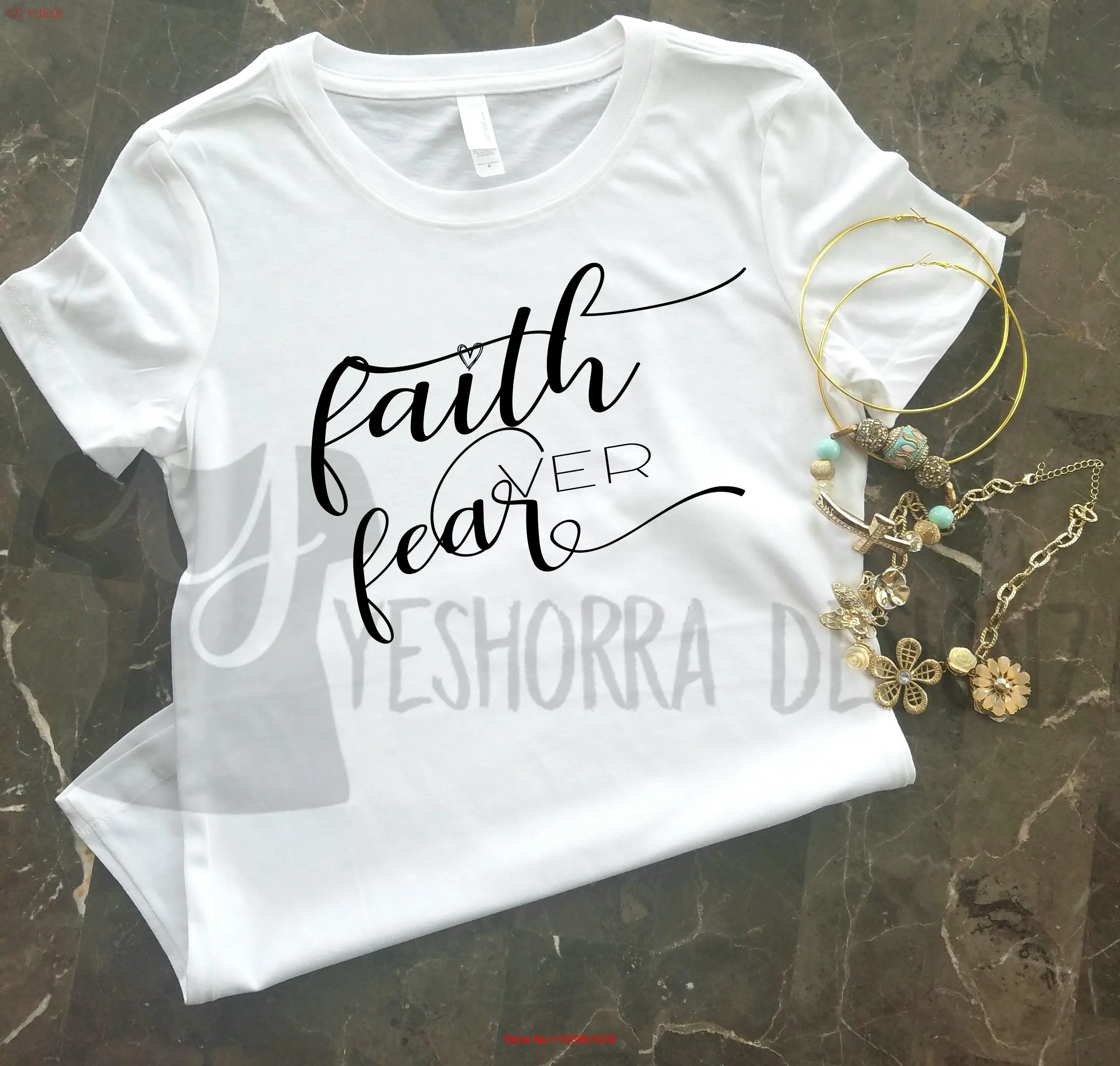 Футболка Faith T Blessed Over Fear NoEnName_Null короткая хлопковая