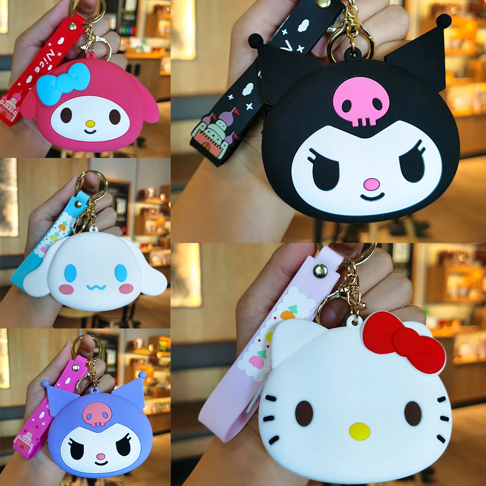 

Kawaii Sanrio Kuromi Hello Kitty Cinnamoroll Keychain Silicone Coin Wallet Cartoon Cute Anime Mymelody Christmas Pendant Keyring