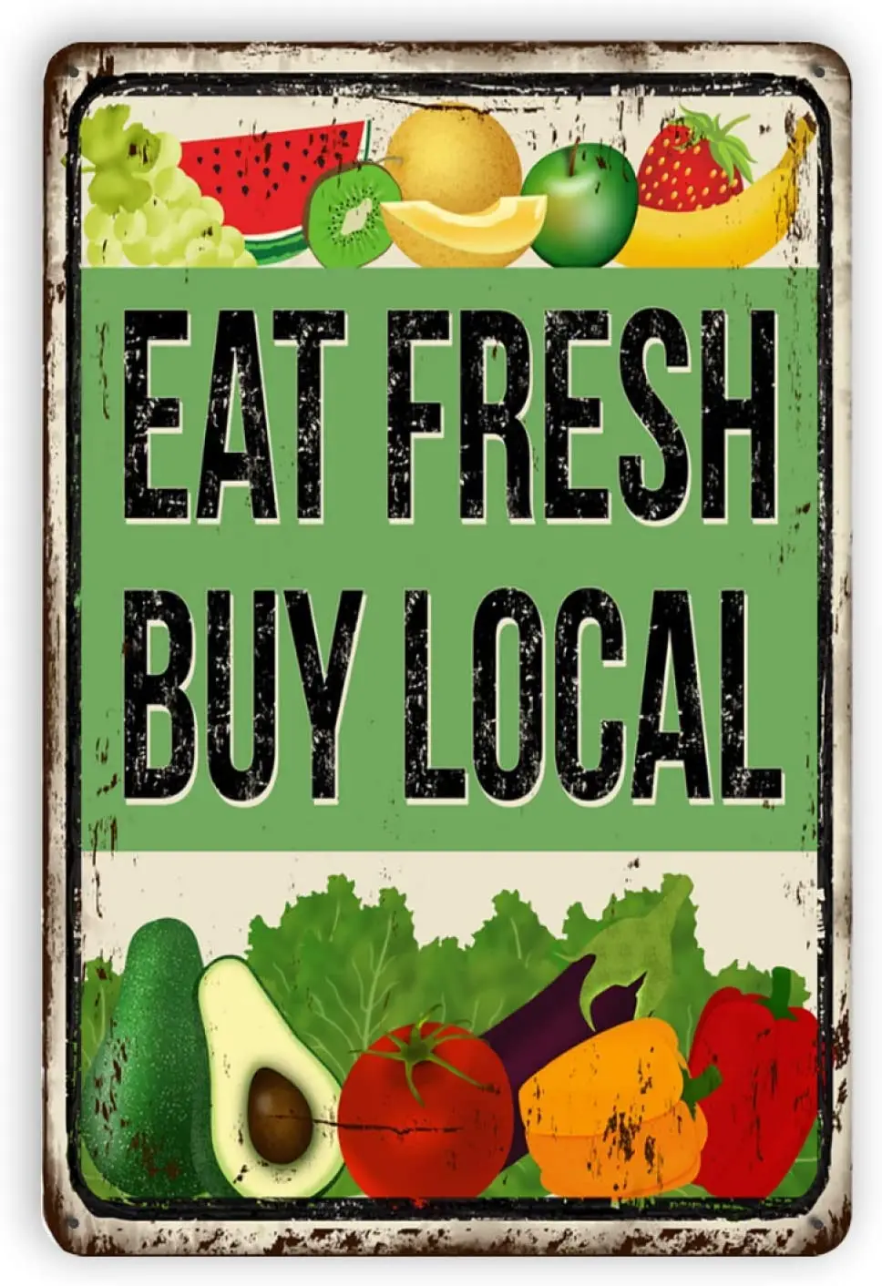 

Metal Fresh Fruit Signs，Farmers Market Sign，Eat Fresh Buy Local，Farmhouse Sign，for Cafes Bars Pubs Shop Wall Funny Retro Signs