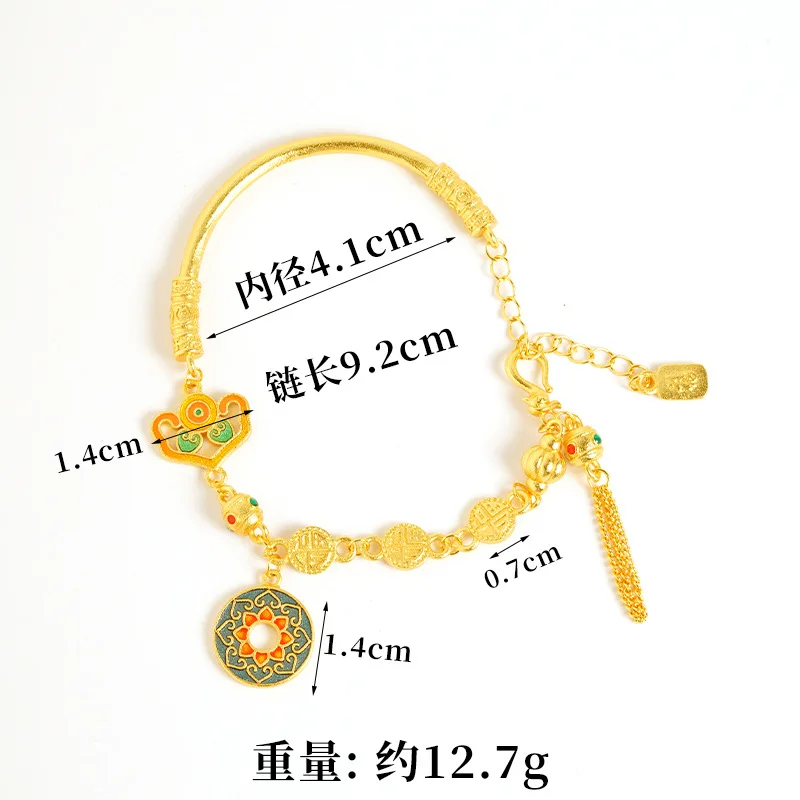 Новый стиль алюминиевый золотой браслет с цветком Галланга ретро-карта