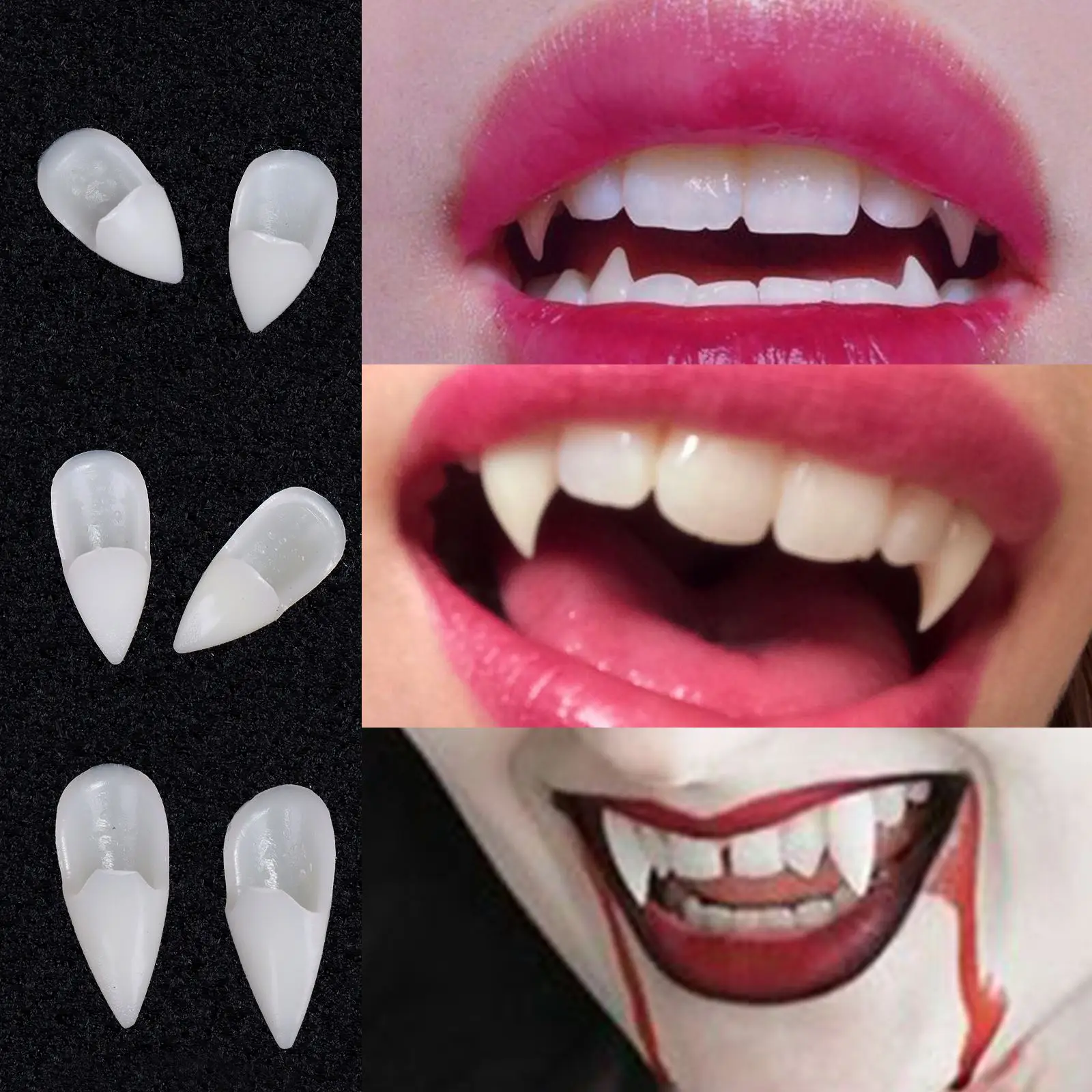 

1 пара, клыки вампира на Хэллоуин, Зубы вампира, клыки, реквизит для вечеринки, костюма «сделай сам», реквизит для косплея, полимерные клыки с твердым клеем