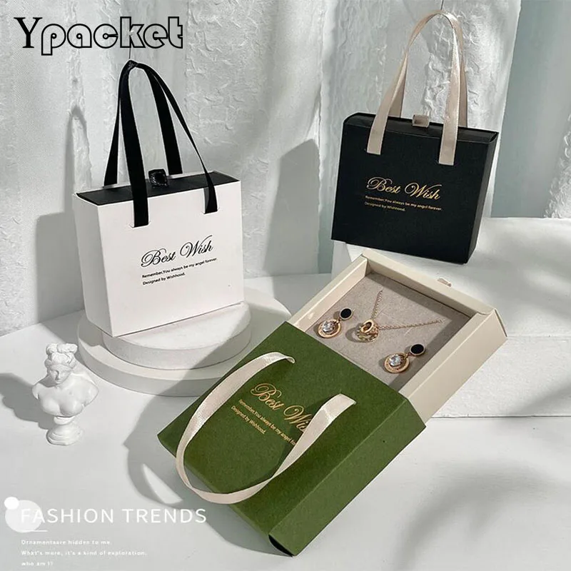 

Fashion 3Colors Drawer Jewellery Organizer Box For Ring For Earring Necklace Bracelet Wedding Birthday Christmas Gift Hand Boxes