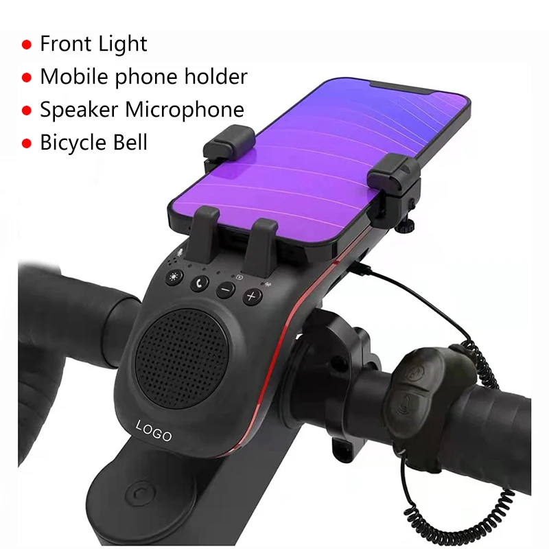 10 in 1 Bicycle Light Flashlight Bike Horn Alarm Bell Phone Holder 5000mAh Rechargeable Power Bank bike phone holder light