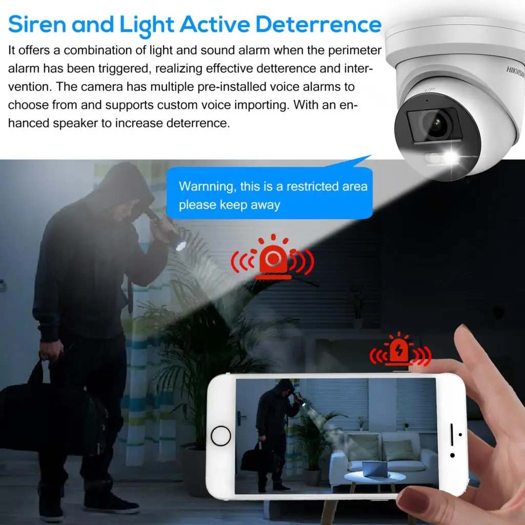 Hikvision DS-2CD2387G2-LSU/SL 8MP 4K ColorVu CCTV IP-камера AcuSense Встроенный микрофон динамик